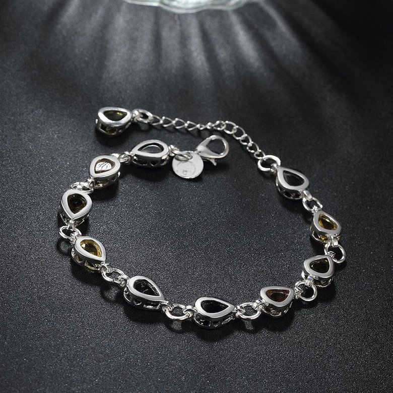 Wholesale Romantic Water drop clasp chain Silver Bracelet TGSPB012 4