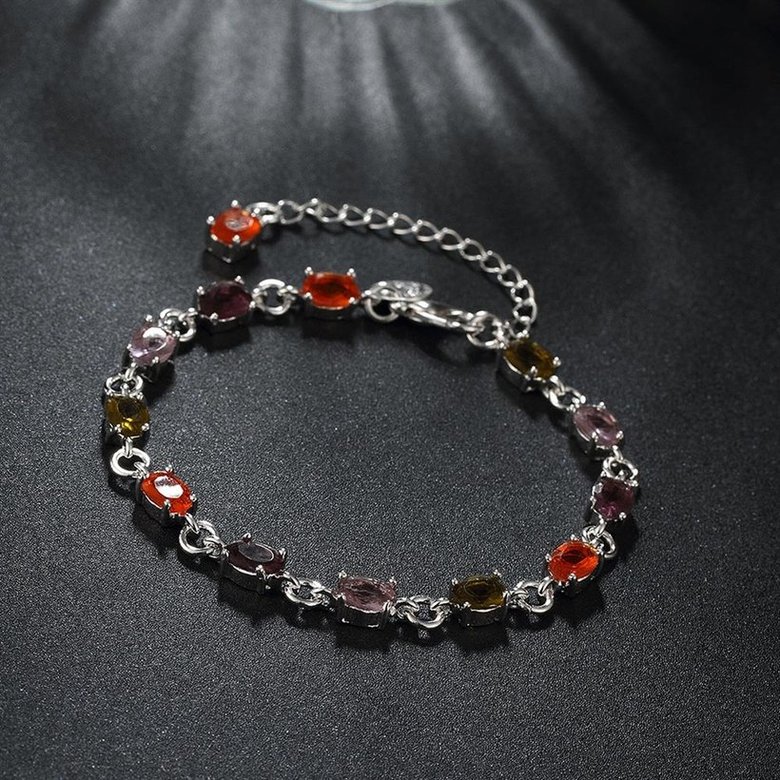 Wholesale Classic Colorful Stones clasp chain Silver Bracelet TGSPB013 0
