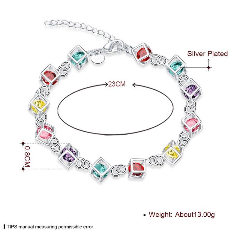 Wholesale Romantic Colorful Stones Silver Bracelet TGSPB014 0