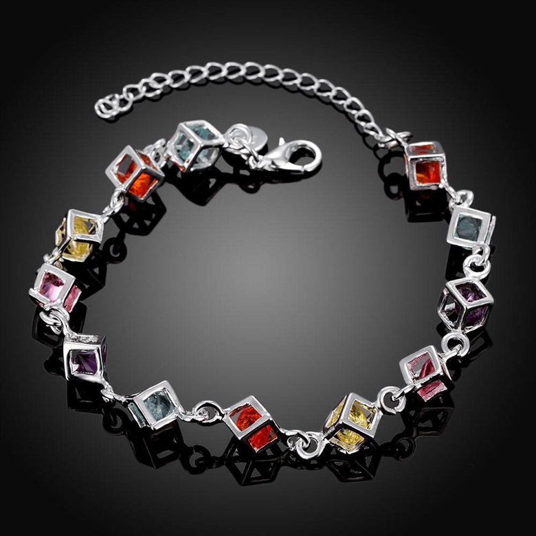 Wholesale Romantic Colorful Stones Silver Bracelet TGSPB014 1
