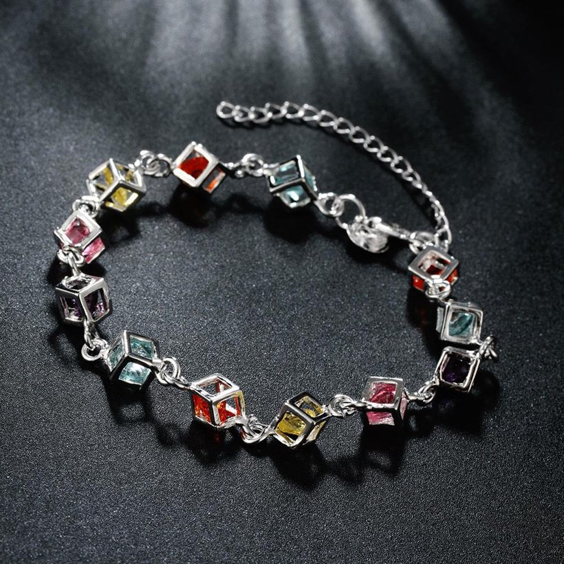 Wholesale Romantic Colorful Stones Silver Bracelet TGSPB014 2