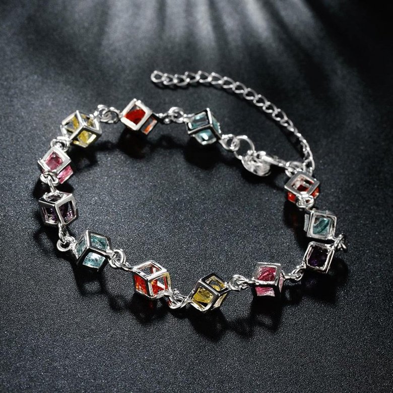 Wholesale Romantic Colorful Stones Silver Bracelet TGSPB014 2