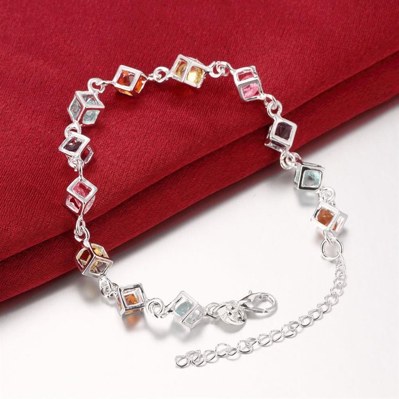 Wholesale Romantic Colorful Stones Silver Bracelet TGSPB014 4