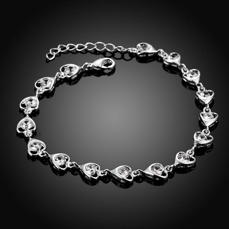 Wholesale Romantic Silver Heart CZ Bracelet TGSPB323 1