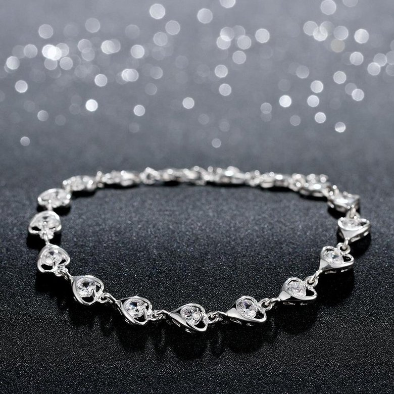 Wholesale Romantic Silver Heart CZ Bracelet TGSPB323 2