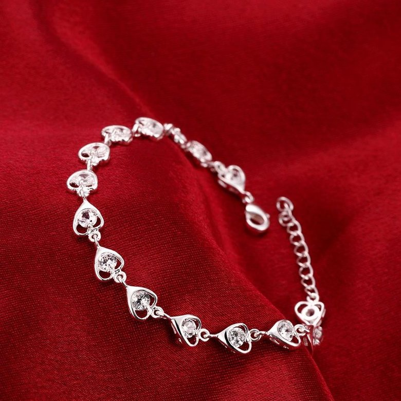 Wholesale Romantic Silver Heart CZ Bracelet TGSPB323 3