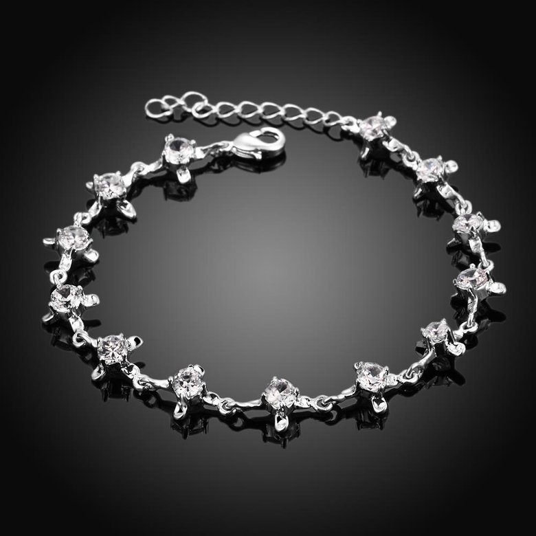 Wholesale Romantic Silver Plant CZ Bracelet TGSPB326 1