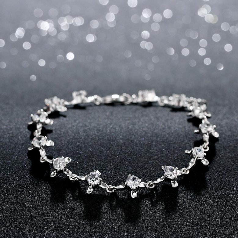 Wholesale Romantic Silver Plant CZ Bracelet TGSPB326 2