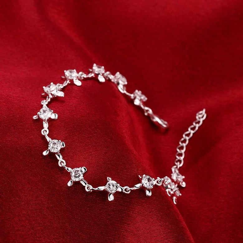 Wholesale Romantic Silver Plant CZ Bracelet TGSPB326 3