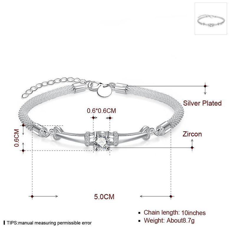 Wholesale Romantic Silver Geometric CZ Bracelet TGSPB335 0