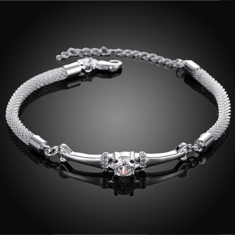 Wholesale Romantic Silver Geometric CZ Bracelet TGSPB335 1