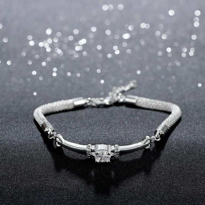 Wholesale Romantic Silver Geometric CZ Bracelet TGSPB335 2