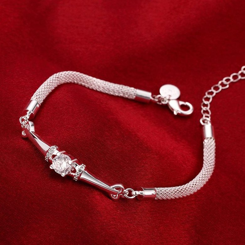 Wholesale Romantic Silver Geometric CZ Bracelet TGSPB335 4