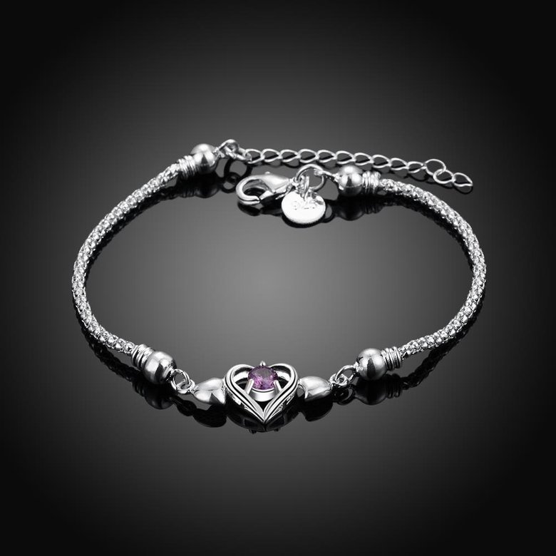 Wholesale Classic Silver Heart CZ Bracelet TGSPB336 1