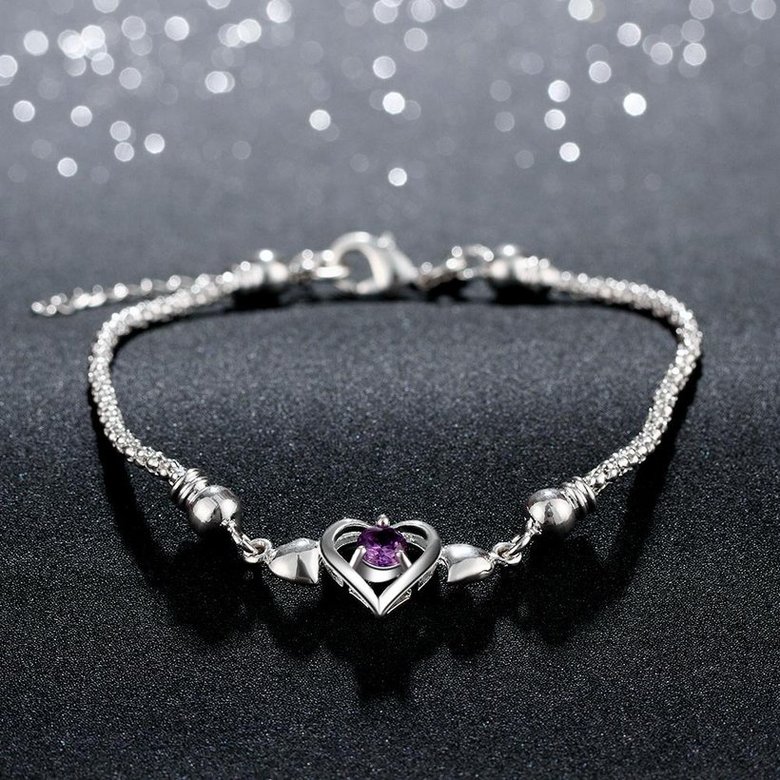 Wholesale Classic Silver Heart CZ Bracelet TGSPB336 2