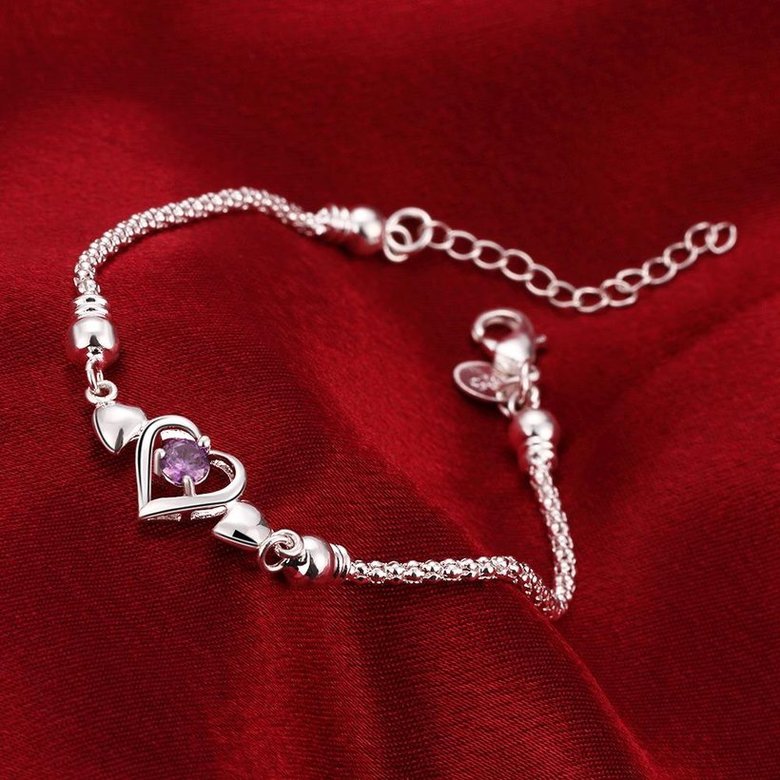 Wholesale Classic Silver Heart CZ Bracelet TGSPB336 3