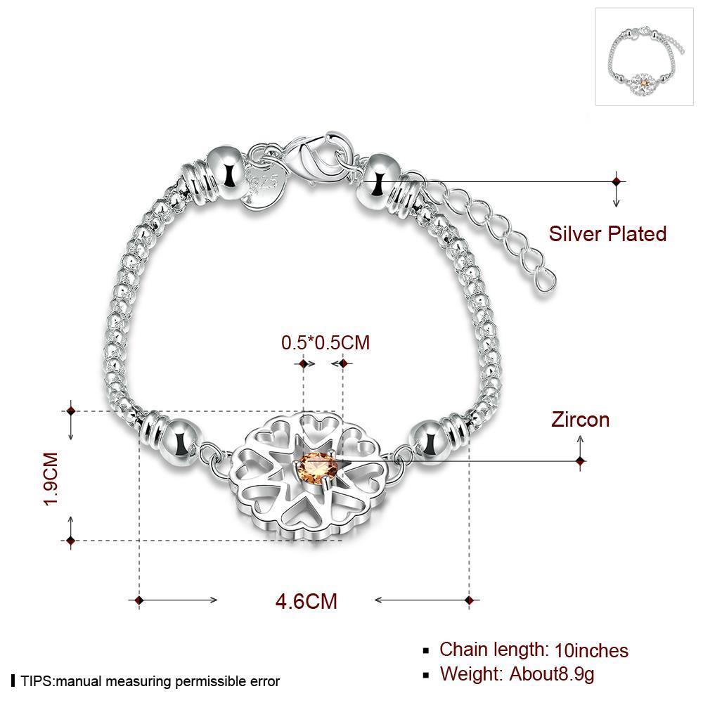 Wholesale Romantic Silver Round CZ Bracelet TGSPB337 0