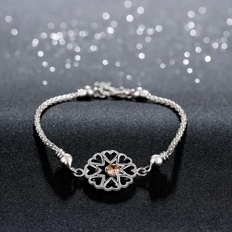 Wholesale Romantic Silver Round CZ Bracelet TGSPB337 2