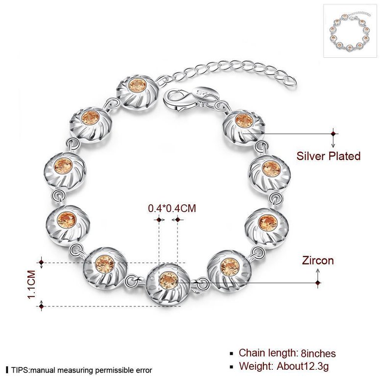 Wholesale Classic Silver Round CZ Bracelet TGSPB341 0
