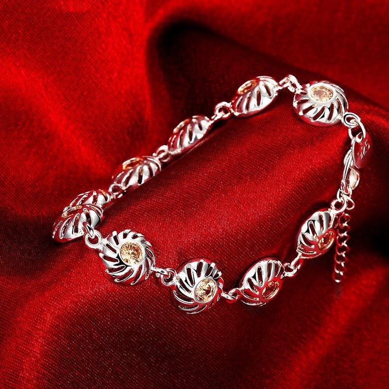 Wholesale Classic Silver Round CZ Bracelet TGSPB341 1