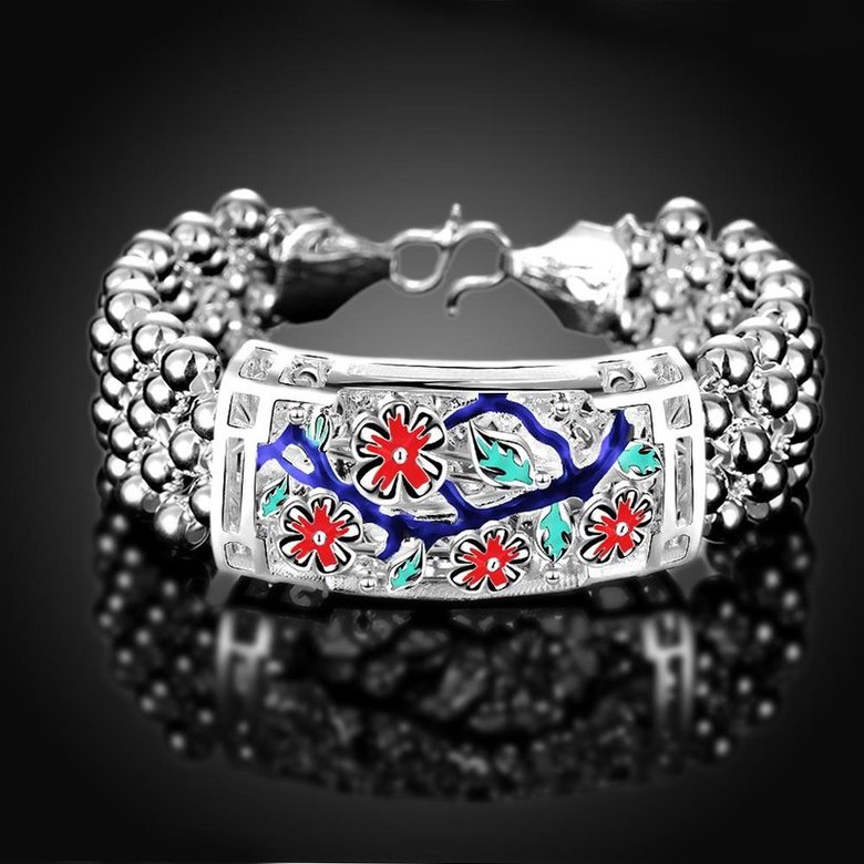 Wholesale Vintage Engraving Flower Silver Bracelet TGSPB018 0