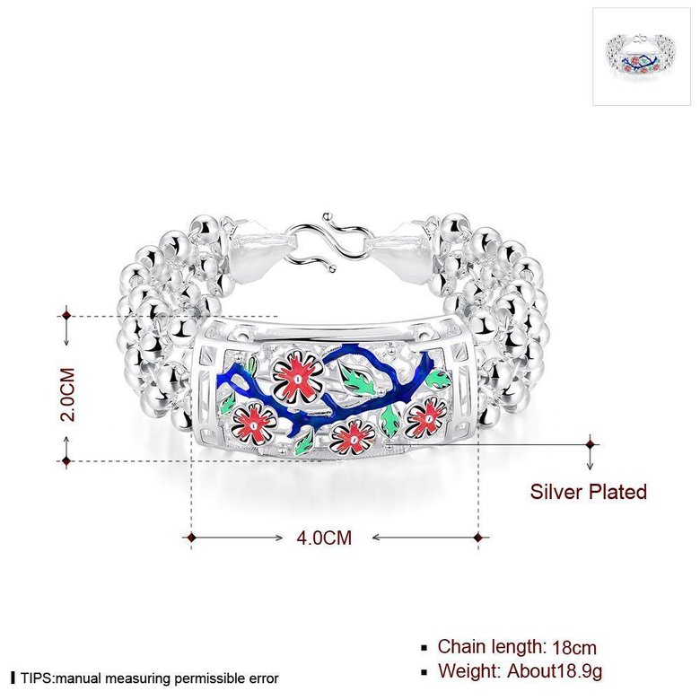 Wholesale Vintage Engraving Flower Silver Bracelet TGSPB018 4