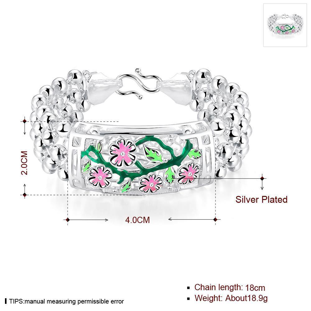 Wholesale Vintage Engraving Flower Silver Bracelet TGSPB018 6