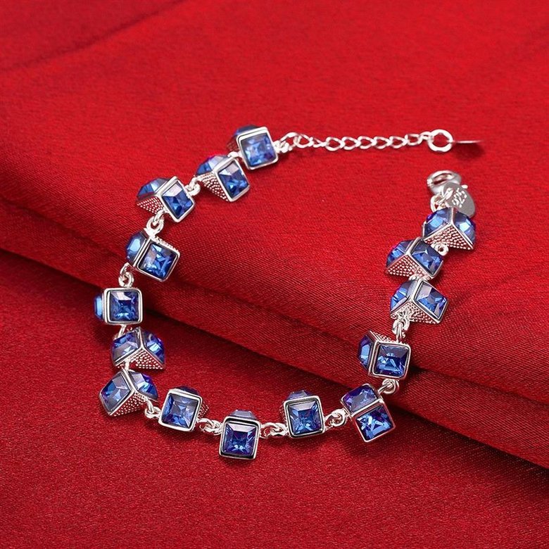 Wholesale Romantic Gorgeous purple Geometric Silver Bracelet TGSPB023 3