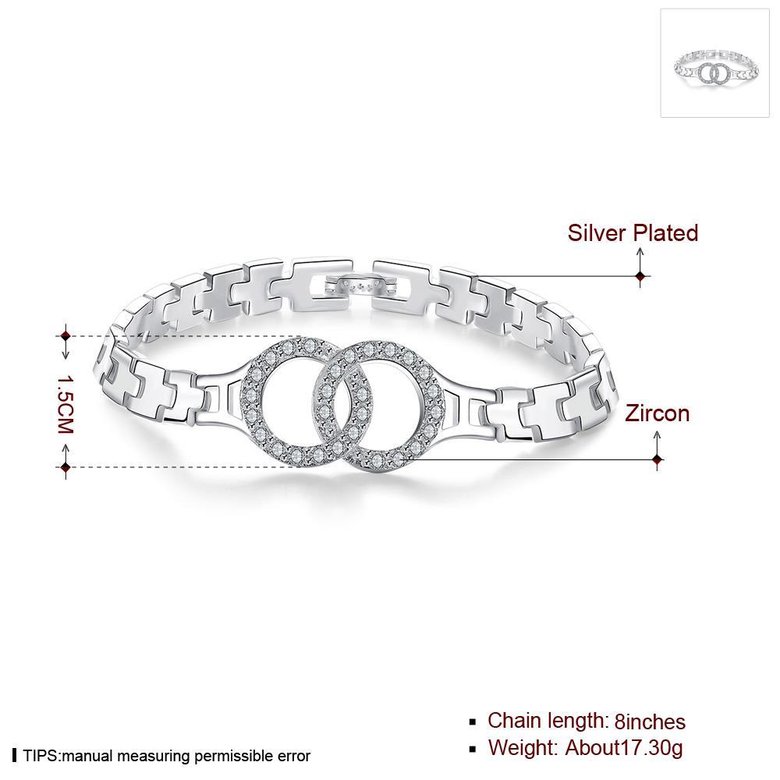 Wholesale Classic Silver Round CZ Bracelet TGSPB386 0