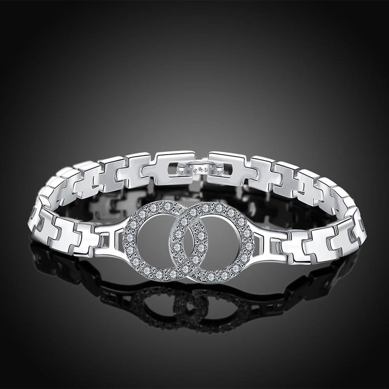 Wholesale Classic Silver Round CZ Bracelet TGSPB386 1