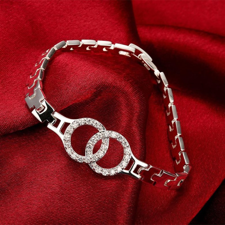 Wholesale Classic Silver Round CZ Bracelet TGSPB386 2