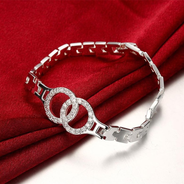 Wholesale Classic Silver Round CZ Bracelet TGSPB386 3