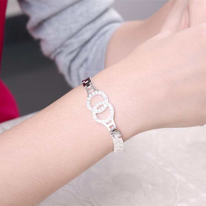 Wholesale Classic Silver Round CZ Bracelet TGSPB386 4