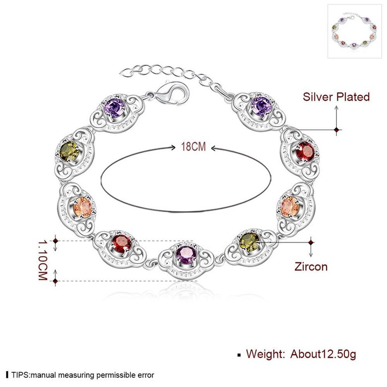 Wholesale Hot sell fashion glittery CZ Silver Bracelet TGSPB001 0