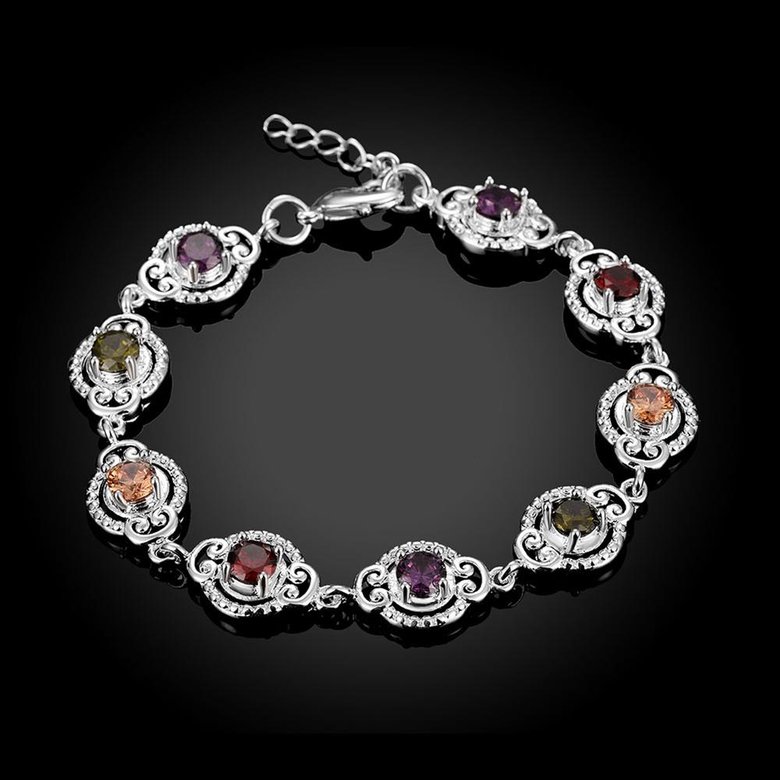 Wholesale Hot sell fashion glittery CZ Silver Bracelet TGSPB001 1