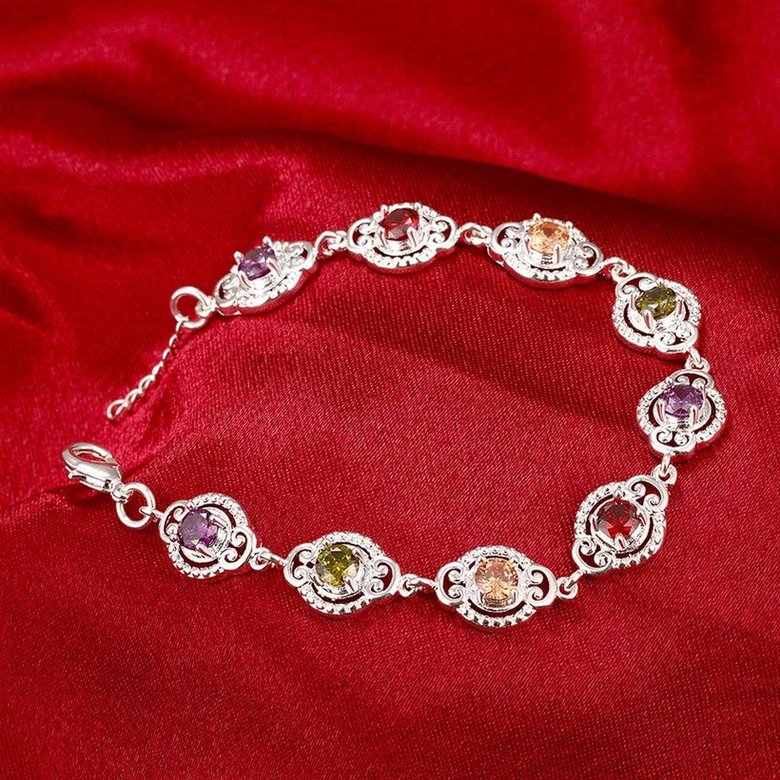 Wholesale Hot sell fashion glittery CZ Silver Bracelet TGSPB001 2