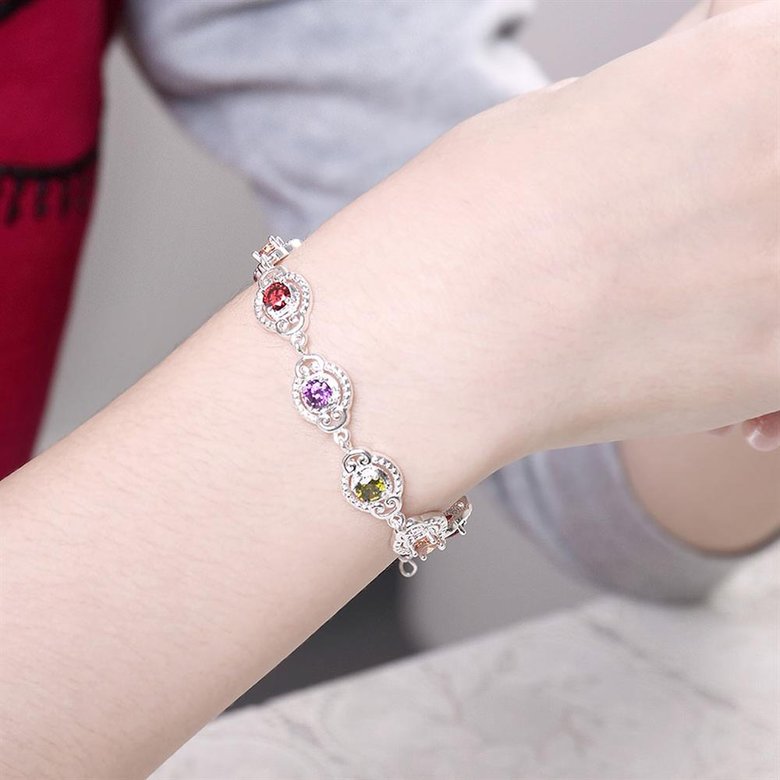 Wholesale Hot sell fashion glittery CZ Silver Bracelet TGSPB001 3