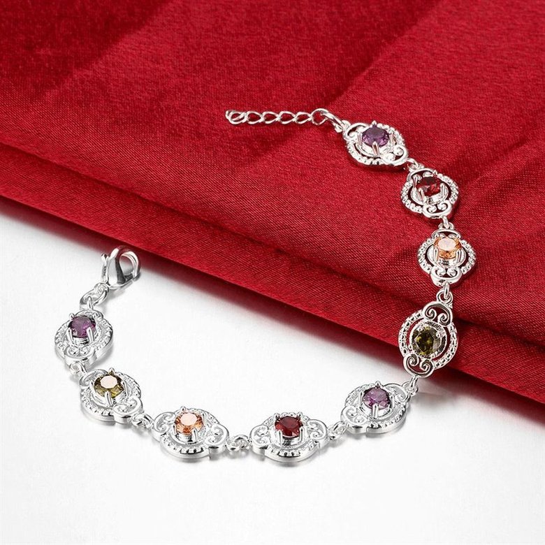 Wholesale Hot sell fashion glittery CZ Silver Bracelet TGSPB001 4