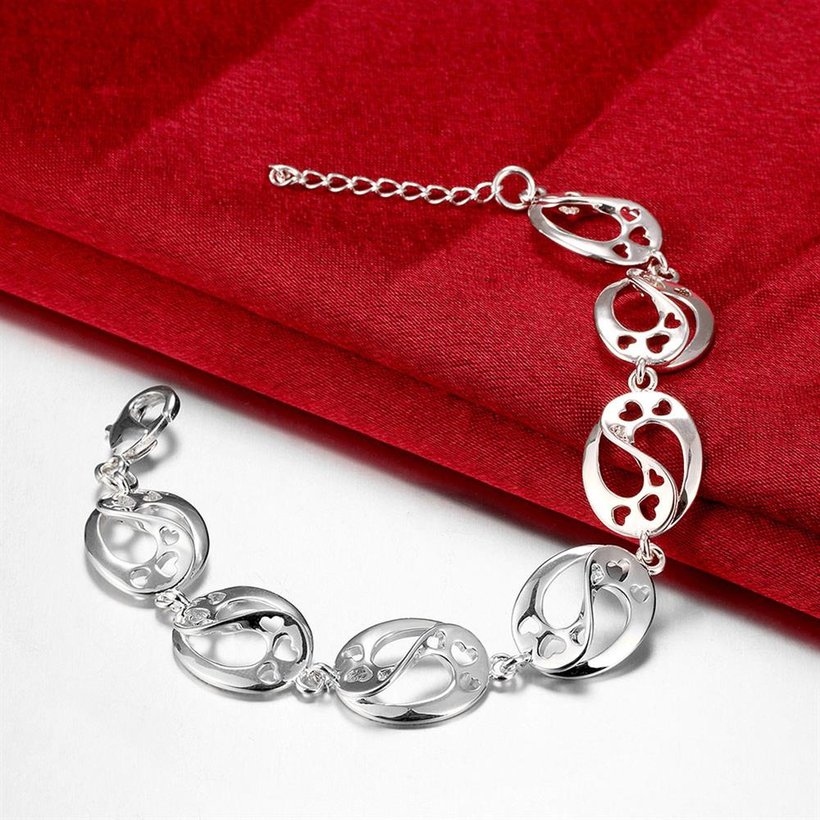 Wholesale Romantic Silver Heart Bracelet TGSPB418 2