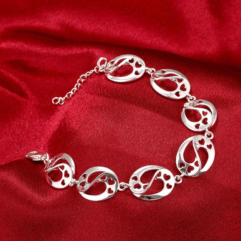 Wholesale Romantic Silver Heart Bracelet TGSPB418 3