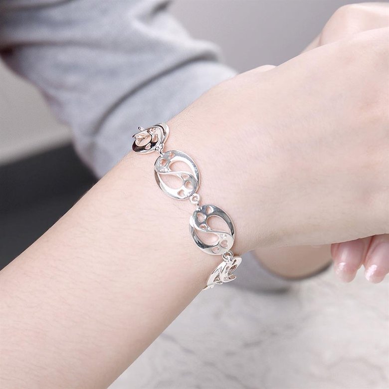 Wholesale Romantic Silver Heart Bracelet TGSPB418 4