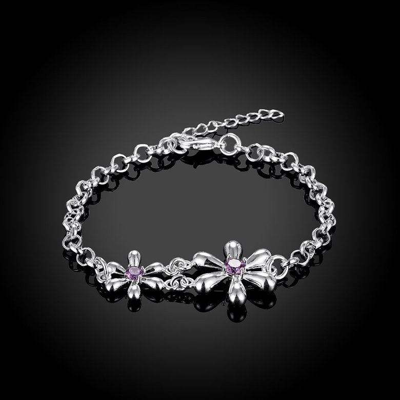 Wholesale Romantic Silver Plant CZ Bracelet TGSPB420 0