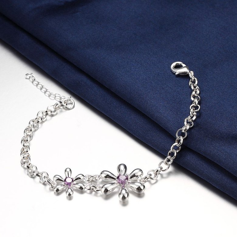 Wholesale Romantic Silver Plant CZ Bracelet TGSPB420 2