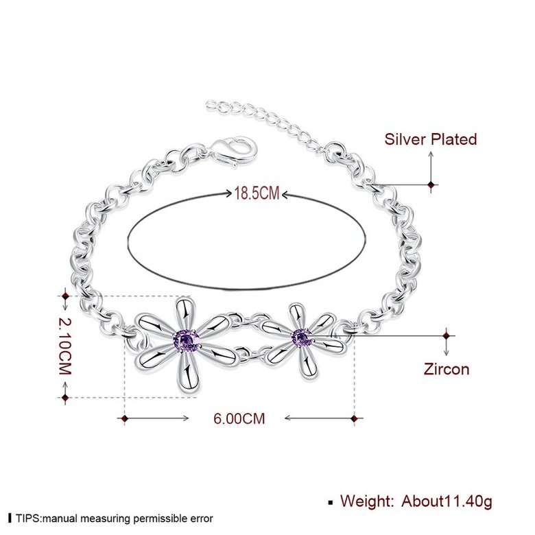 Wholesale Romantic Silver Plant CZ Bracelet TGSPB420 4