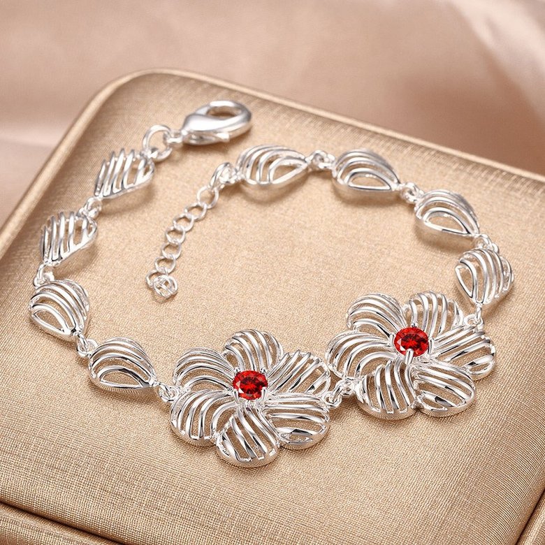 Wholesale Romantic Silver Plant CZ Bracelet TGSPB424 2