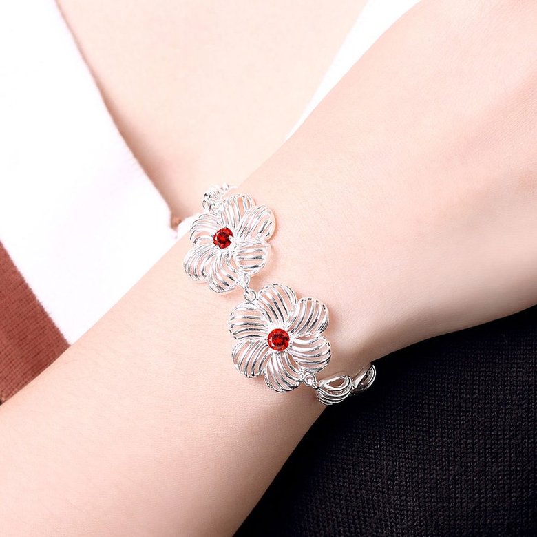 Wholesale Romantic Silver Plant CZ Bracelet TGSPB424 4