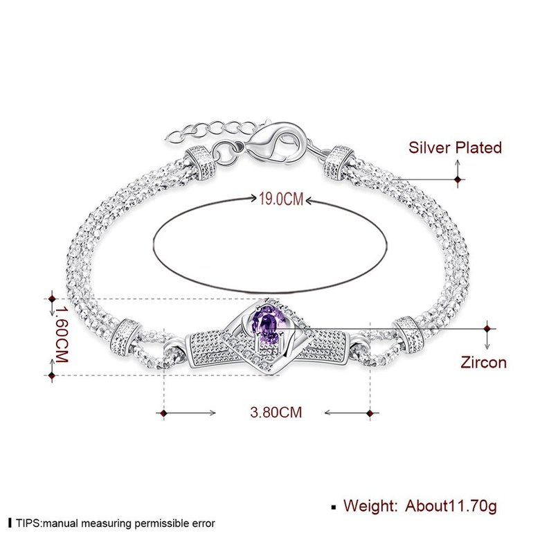 Wholesale Classic Silver Geometric CZ Bracelet TGSPB430 1