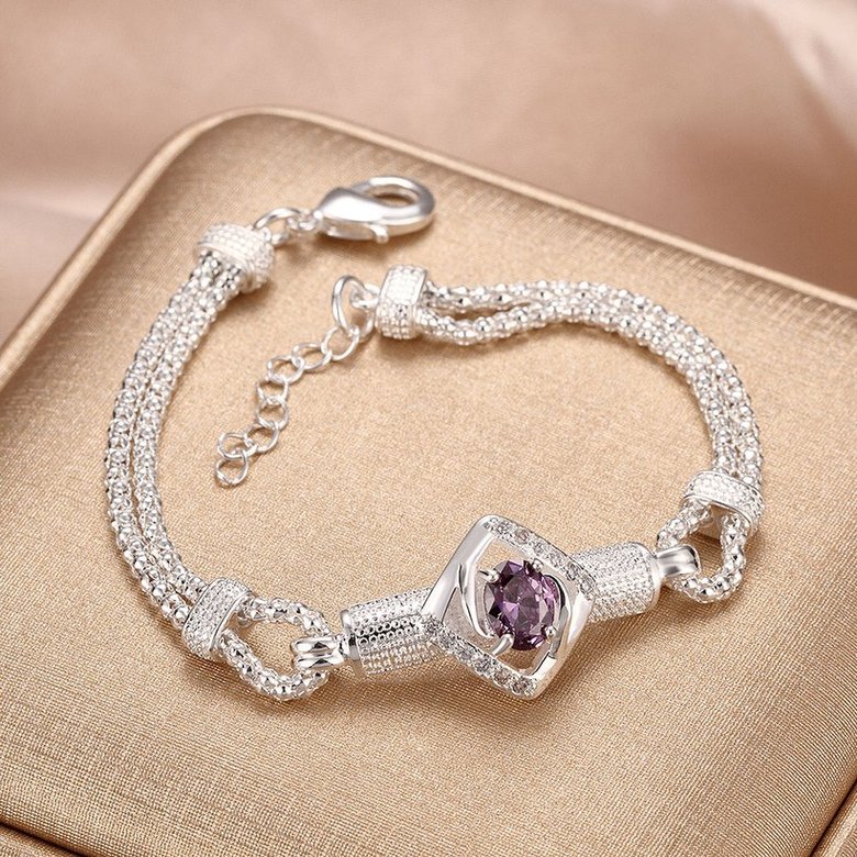 Wholesale Classic Silver Geometric CZ Bracelet TGSPB430 3