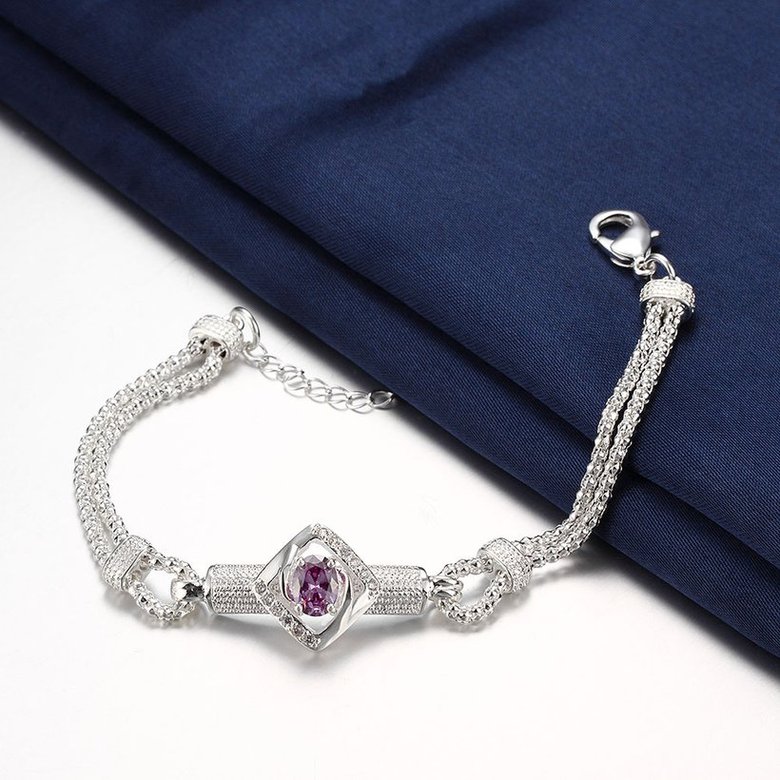 Wholesale Classic Silver Geometric CZ Bracelet TGSPB430 4