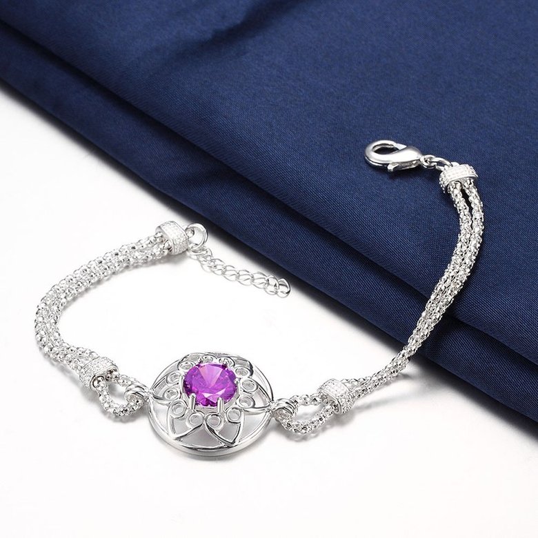 Wholesale Classic Silver Round CZ Bracelet TGSPB029 0